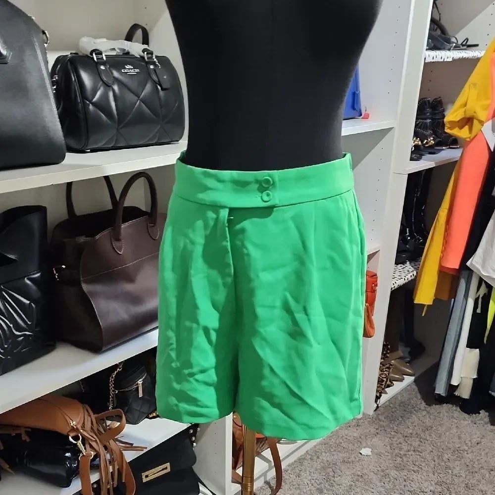 Aqua High Waist Green Shorts with Sleek Design